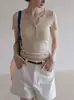 Camiseta de manga corta con cuello Henry estilo chica hot para mujer, diseño de verano ajustado con patchwork único, ceñida a la cintura de nicho, top de hombro regular