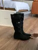 Botas de Caballero para Mujer, Botas de Media Caña de 4 cm con Aumento Interno de Altura, Nuevo Estilo Coreano Retro Vaquero de Mezclilla, Otoño/Invierno 2026