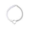 Moda europea y americana personalidad pulsera femenina joyería al por mayor Perla costura cadena pulsera de metal ajustable