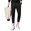Pantalones Jogger Negros de Lana de Cordero para Hombre, Estilo Otoño e Invierno, Forrados de Felpa, Cintura Elástica, Corte Holgado, Pantalones Cálidos, Pantalones Largos Casuales, Ropa de Trabajo