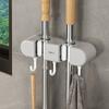 Gancho para trapeador con clip de pared, gancho para trapeador, función sin perforaciones, artefacto de almacenamiento, estante para inodoro y cocina con hebilla