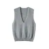 Suéter de cachemira cepillada, chaleco de punto de cuello redondo, capa base cálida, chaleco sin mangas, camiseta base versátil, chaleco suéter
