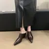 Mules de Piel Suave para Mujer con Punta Cuadrada Pequeña, Tacón de Cuña Alto, Calzado de Moda para Exteriores, Mules Slip-On de Tacón Grueso