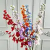 Delphinium artificial de 3 puntas para arreglo de escena en salón de bodas, materiales florales de línea de alto contraste, flores artificiales para paisajismo decorativo y decoración suave