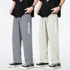 Calça Longa Masculina de Seda Gelada para Verão 2026 Novo Estilo Solta Esportiva Tendência Casual Roupa de Trabalho Secagem Rápida Fina Calça de Agasalho