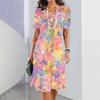 2024 Nuevo Vestido de Dama Estampado Floral Elegante Hermoso Vestido Midi Vestido de Verano para Mujer