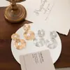 Pendientes de Perla con Textura Retro Europeos y Americanos Círculo Largo Exagerado Elegantes Pendientes de Botón Diseño de Nicho Pendientes de Gama Alta