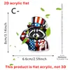 Colgante de Acrílico 2D para Coche con Diseño Nuevo Transfronterizo Día de la Independencia Americana Llavero de Gato Conejo Águila de Dibujos Animados Decoración Interior de Coche