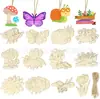 36 Piezas Adornos Colgantes de Madera Sin Terminar Virutas de Madera de Playa Decoraciones Festivas Tema Tropical Pintado Fiesta Hawaiana
