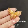 Leque Decorativo de Noiva com Borboleta 3D, Leque Redondo Dourado DIY, Materiais e Acessórios de Prateleira Estilo Antigo, Design Floral Estilo Chinês Feito à Mão