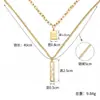 Collar multicapa de acero inoxidable con cerezas, estilo europeo y americano, transfronterizo, para mujer, cadena para la clavícula con forma de cuadrado geométrico y hoja de ginkgo en forma de abanico