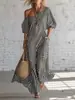 2026 En Stock Transfronterizo Vestido Elegante de Primavera para Mujer a Rayas sin Hombros