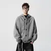 Suéter com capuz casual para outono e inverno para homens, jaqueta cardigã retrô solta estilo americano, casaco estilo japonês