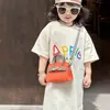 Bolsa para Niños 2024 Nueva Moda Europea y Americana Patrón de Lichi Mini Bolso Kelly Niñas Bolso Cruzado de Color Contrastante Bolso Rojo para Mujer