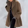 [En Stock] Moda de otoño e invierno para mujer europea y americana, abrigo multicolor con cuello redondo, abrigo holgado con capucha, abrigo de lana