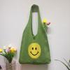 Nuevo Bolso de Mano Tejido Color Contraste Nicho Trendy Moda Coreana Lindo Bolso Tejido Bolso de Axila Hombro Bolso Cara Sonriente