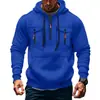 Sudadera con capucha de moda para hombre, nueva de otoño e invierno, sudadera cálida de media cremallera, casual, a la moda, para exteriores, multibolsillo