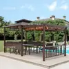 Pérgola Exterior Enrejado de Uvas Patio Madera Anticorrosión Columpio Jardín Casa de Madera Villa Sombra al Aire Libre Aleación de Aluminio Toldo Solar