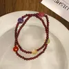 Pulseira de Pérolas com Pedras Empilhadas de Granate Amarelo Topázio Camada Dupla Nova Pulseira Estilo Chinês Leve Luxo Sensação de Alta Qualidade Joia de Mão Atacado