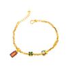 Pulsera para Mujer con Diseño de Bola Didi Brillante, Sensación Azul Quemado, Oro Roto, Bolsa Fugui Fu, Pulsera Nueva Estilo Chino, Perla Envuelta en Oro Arena