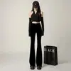 Jeans de Cintura Alta con Borde de Piel y Botones de Cuerno para Mujer 2024 Primavera y Otoño Nuevos Pantalones Elásticos Micro La Retro Tendencia Ins Forma de Pera