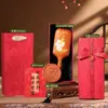 Set de Regalo Temático Rojo para Bodas para Recién Casados: Caja de Regalo Peine de Sándalo, Peine Masajeador con Cojín de Aire, Regalo Práctico para Mujeres, Recuerdo para el Cuidado de la Salud
