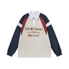 Suéter tipo polo de manga larga estilo universitario con bloques de color retro americano de STIWAUP, suéter con solapa suelta para hombre y mujer W637