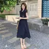 Vestido Casual de Moda de Verano 2026 con Solapa Bordada y Diseño de Cintura con Cordón, Vestido Sencillo para Mujer