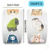500 Folhas/Rolo Adesivos em Rolo Gato de Desenho Animado 10 Padrões DIY Copo de Papel Sacola de Presente Adesivos de Vedação Autoadesivos
