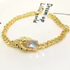 Pulsera Cadena Cubana Exagerada Hip Hop Europea y Americana para Hombres y Mujeres Pulsera de Cabeza de Leopardo Fría de Moda Circonita Moda