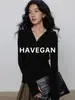 Com Camisa Base de Manga Longa HAVEGAN/Tencel Lã para Mulheres 2026 Nova Gola Henley Slim Fit Top Stretch