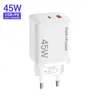 Cargador AC cuadrado de 45W con diseño de dientes, adaptador de corriente de 5V 2A 12W, cargador de carga rápida PD 20W + QC 3.0