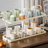 Portavasos Mesa de Comedor Estante para Guardar Vasos Sala de Estar Escritorio Estante para Colección de Vasos Bandeja Estante para Tazas de Té Doméstico
