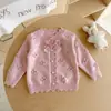 Cárdigan de Punto para Niña Primavera y Otoño Estilo Coreano Niña Pequeña Flor 3D Lazo Abrigo Suéter para Niña Ropa Infantil al por Mayor