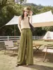 Pantalones Plisados Moda Casual Pantalones de Pierna Ancha Pantalones Largos Fluidos Artísticos Textura Plisada Pantalones Adelgazantes de Largo hasta el Suelo Pantalones Adelgazantes Personalizados para Mujer