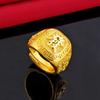Nuevo anillo de oro de arena real atmosférico para hombre, apertura ajustable, anillo de aleación dominante chapado en oro para la fortuna, venta al por mayor