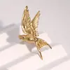 Anillo Abierto de Pájaro Nuevo de Acero Inoxidable Europeo y Americano Nicho Gama Alta Oro de 18K Titanio No Descolorante Joyería al por Mayor
