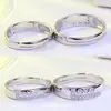 Anillo de pareja coreano con microdiamantes, anillo de confesión con letras inglesas y apertura ajustable, anillo de diamantes para el dedo índice.