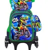 Mochila con Ruedas Transfronteriza, Mochila Escolar para Estudiantes de Primaria de 6 a 12 Años, Bolsa Dura 3D, Set de Tres Piezas, Lonchera, Estuche para Lápices