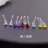 Aretes de resina de circonita de color triángulo de personalidad sin perforación de oreja perforación de oreja clip para oreja con anillo colgante accesorios DIY al por mayor