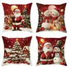 Funda de Cojín Decorativo Papá Noel Muñeco de Nieve Reno Impresa por un Lado para Navidad Invierno Sala de Estar Sofá Dormitorio