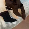 Botines Cortos de Ante Estilo Retro Coreano con Punta Aguda, Aumentadores de Altura, Diseño Versátil Otoño/Invierno 2026, Botas Elásticas Fruncidas Adelgazantes para Mujer