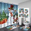 Cortina de Chuveiro para Banheiro com Rena de Natal Azul, Impermeável e Resistente a Mofo, Cortina de Chuveiro Espessa para Melhorar a Atmosfera, Fornecida Diretamente pelo Fabricante