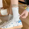 Calcetines de algodón puro de Xinjiang para mujer, estilo fino de primavera y verano con lazo, calcetines versátiles de media pantorrilla estilo japonés para combinar con zapatillas, calcetines holgados estilo coreano