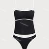 [Colección] Chica Coreana Ins Simple Negro Adelgazante Aspecto Sexy Adelgazante Aspecto Simple Dividido Resort Baño Termal Traje de Baño