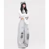 Pantalones de Hip-Hop Grises con "Estampado de Patrón Rasgado" de Marca Trendy de Street Dance, Pantalones Deportivos Casuales Retro de Street Jazz para Hombres y Mujeres
