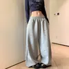 Pantalones deportivos casuales de punto gofre estilo americano para mujer, nueva colección de verano y otoño, corte holgado, estilo relajado, tela fluida, pierna recta, pierna ancha, pantalones largos