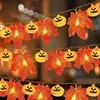 Cadena de Luces LED Hoja de Arce Calabaza Transfronteriza Decoración para Halloween Habitación Patio Fiesta Linterna Cadena de Luces de Hojas Artificiales