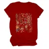 Amazon Wish Site Independente Camiseta Amarela Floral de Manga Curta com Gola Redonda Versátil e Casual para Mulheres Camada Base