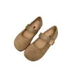 Sapatos Femininos Rasos de Camurça Retrô, Nova Versão Coreana para o Outono de 2025, Sapatos Mary Jane Planos Macios Estilo Fada Gentil